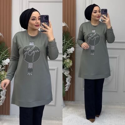 8890 PARLA TUNİK K75 AÇIK HAKİ