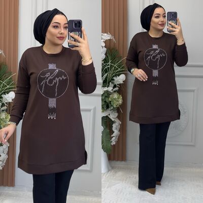 8890 PARLA TUNİK K75 KAHVE