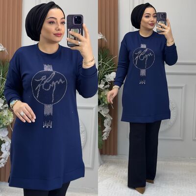 8890 PARLA TUNİK K75 LACİVERT
