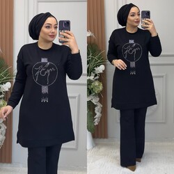 Ebrarengiz Moda - 8890 PARLA TUNİK K75 SİYAH