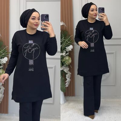 8890 PARLA TUNİK K75 SİYAH