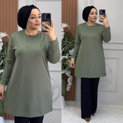 Ebrarengiz Moda - 8920 PIRILTI TUNİK K70 HAKİ