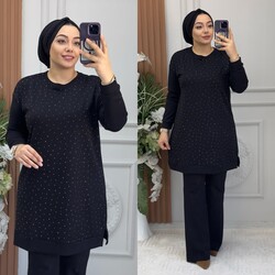 Ebrarengiz Moda - 8920 PIRILTI TUNİK K70 SİYAH