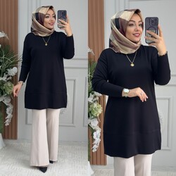 Ebrarengiz Moda - 8930 AYBEN TUNİK K75 SİYAH