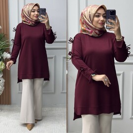 Ebrarengiz Moda - 8960 FİYONKLU TUNİK K80 BORDO