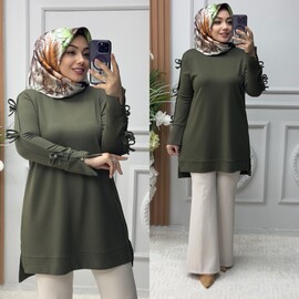 Ebrarengiz Moda - 8960 FİYONKLU TUNİK K80 HAKİ