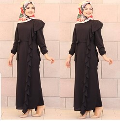 Ebrarengiz Moda - 3008 FIRFIR ELBİSE K5 SİYAH